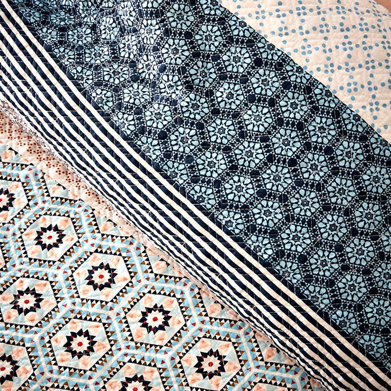 Safi Pink Blue Quilted Quilt Cover Separates