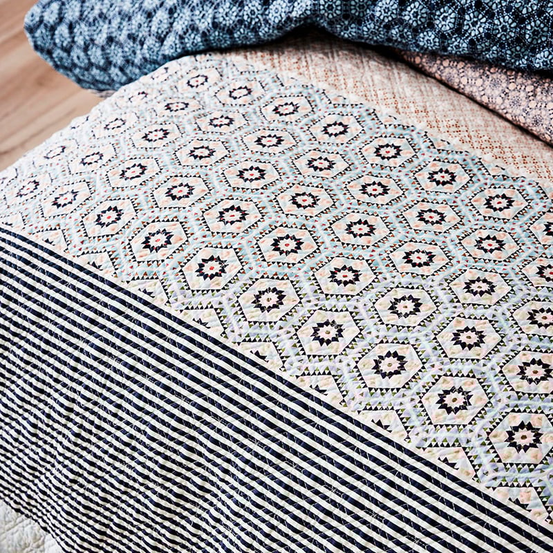Safi Pink Blue Quilted Quilt Cover Separates