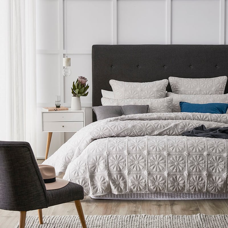 Meadow Silver Quilted Quilt Cover Separates