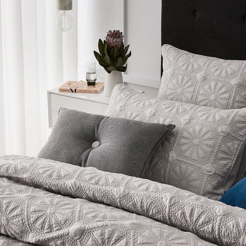 Meadow Silver Quilted Quilt Cover Separates
