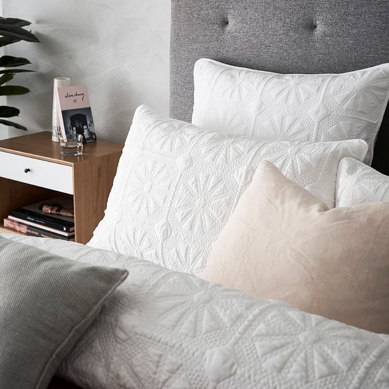 Meadow White Quilted Quilt Cover Separates