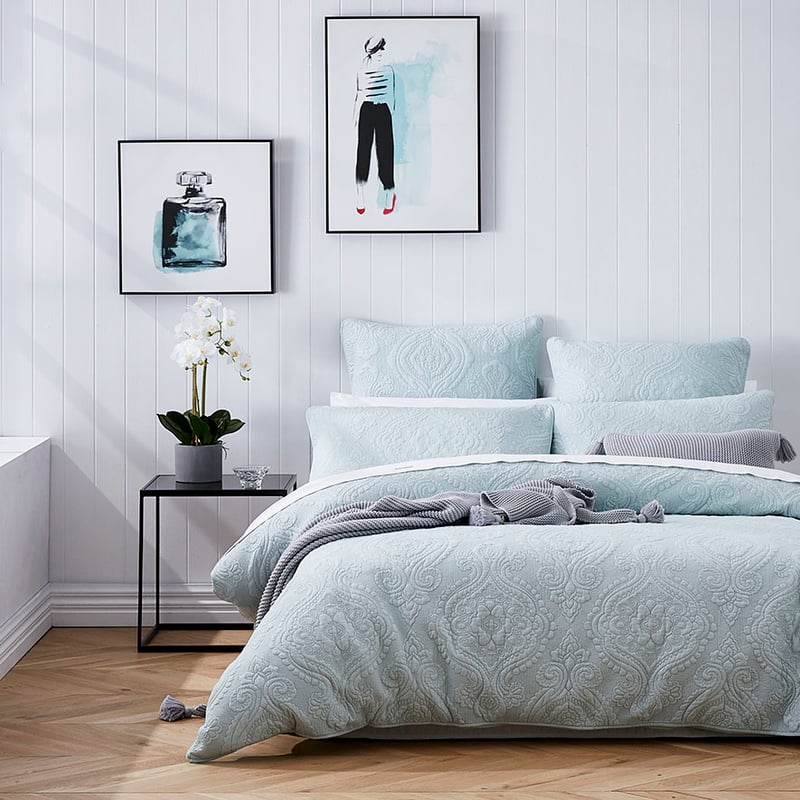 Abigail Misty Blue Quilted Quilt Cover Separates