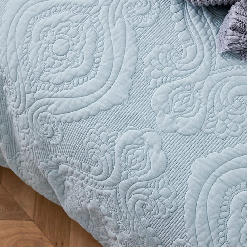 Abigail Misty Blue Quilted Quilt Cover Separates