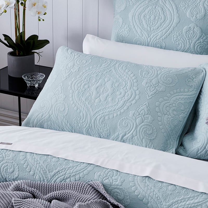 Abigail Misty Blue Quilted Quilt Cover Separates