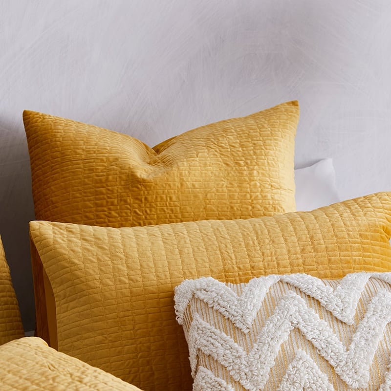 Luna Velvet Mustard Quilted Quilt Cover Separates