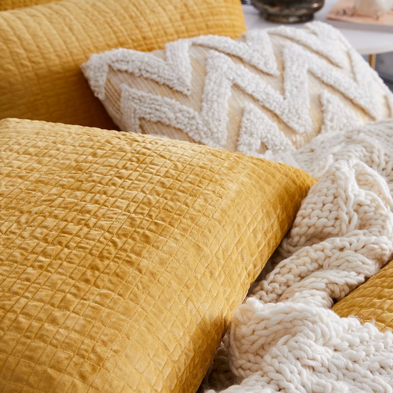 Luna Velvet Mustard Quilted Quilt Cover Separates