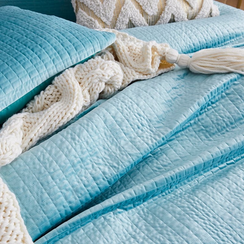 Luna Velvet Teal Quilted Quilt Cover Separates