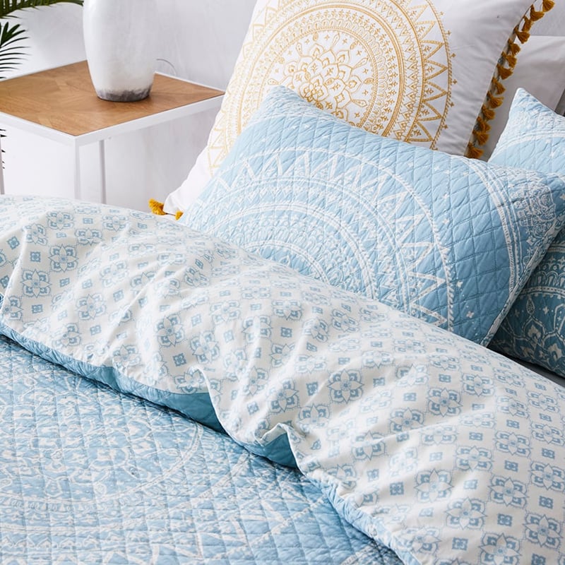Mandala Blue Quilted Quilt Cover Separates