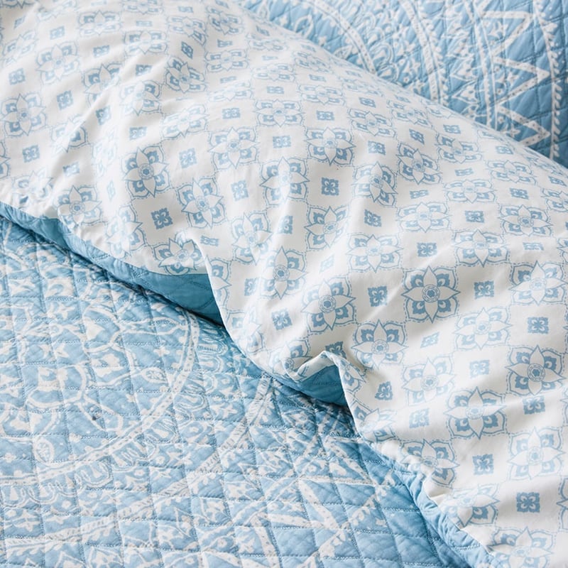 Mandala Blue Quilted Quilt Cover Separates