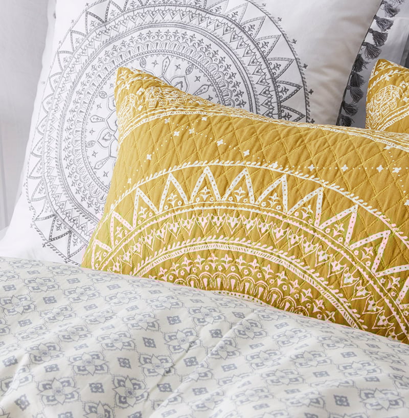 Mandala Mustard Quilted Quilt Cover Separates