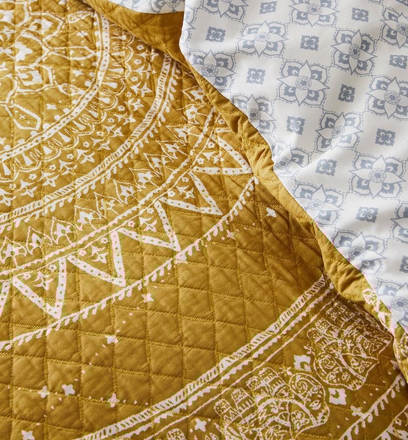 Mandala Mustard Quilted Quilt Cover Separates