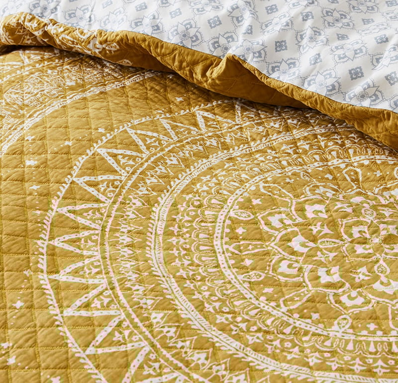 Mandala Mustard Quilted Quilt Cover Separates