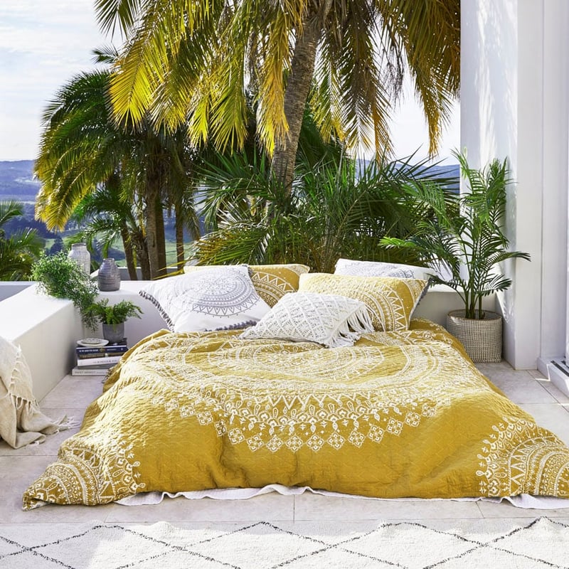 Mandala Mustard Quilted Quilt Cover Separates