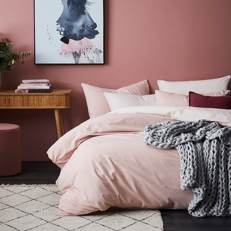 Tile Flannelette Blush Quilt Cover Set