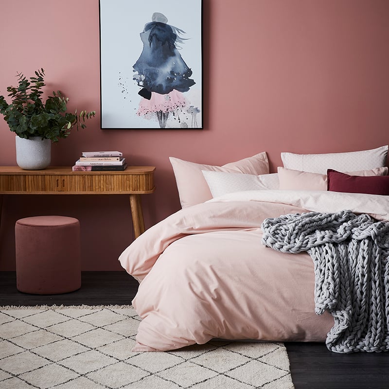 Tile Flannelette Blush Quilt Cover Set