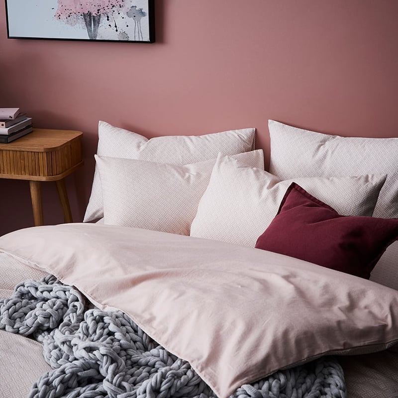 Tile Flannelette Blush Quilt Cover Set