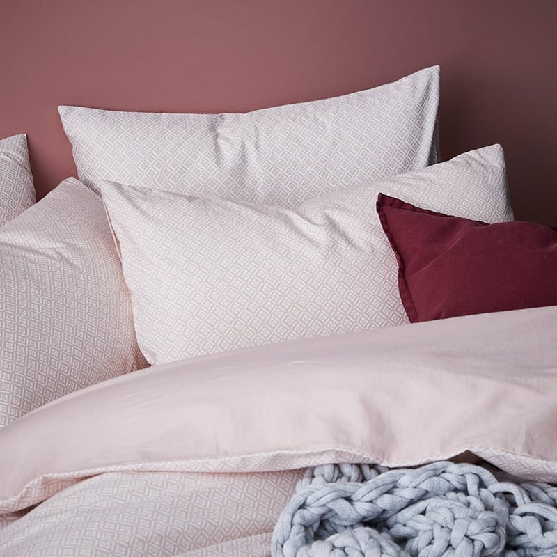 Tile Flannelette Blush Quilt Cover Set