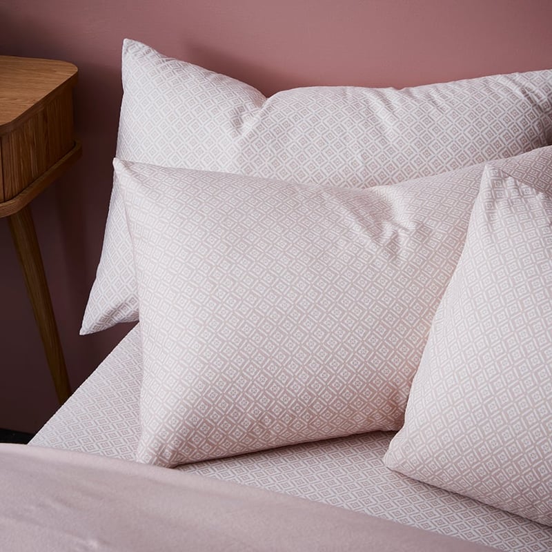 Tile Flannelette Blush Quilt Cover Set