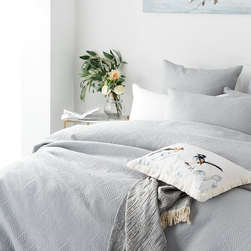 Quinn Silver Blue Quilted Quilt Cover Separates
