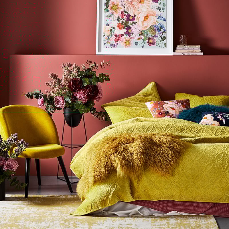 Winnie Quilted Velvet Mustard Quilt Cover Separates