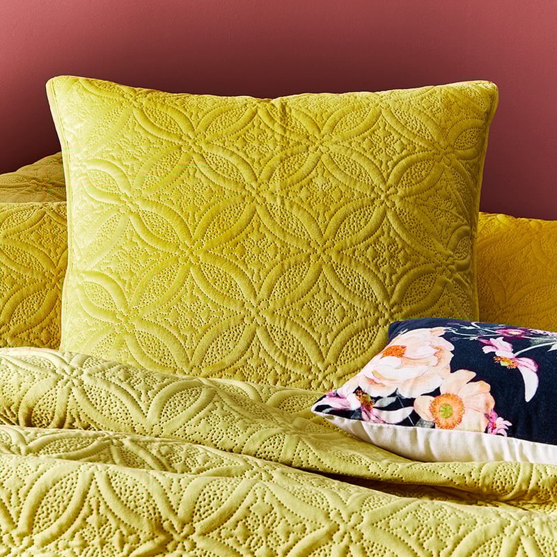 Winnie Quilted Velvet Mustard Quilt Cover Separates