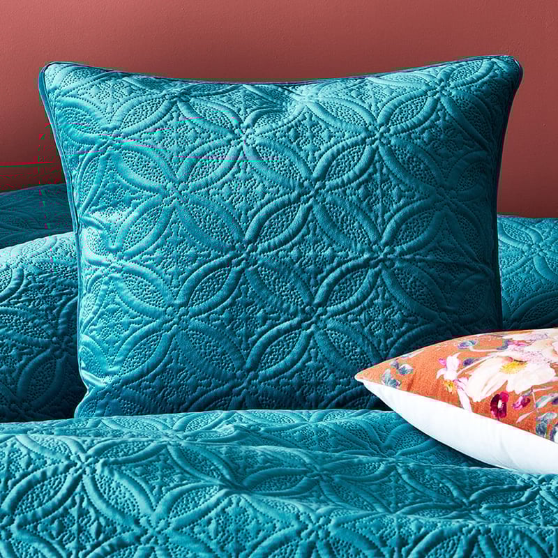Winnie Quilted Velvet Teal Quilt Cover Separates