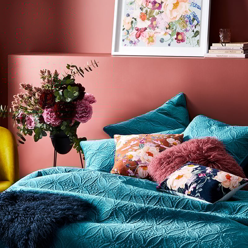 Winnie Quilted Velvet Teal Quilt Cover Separates