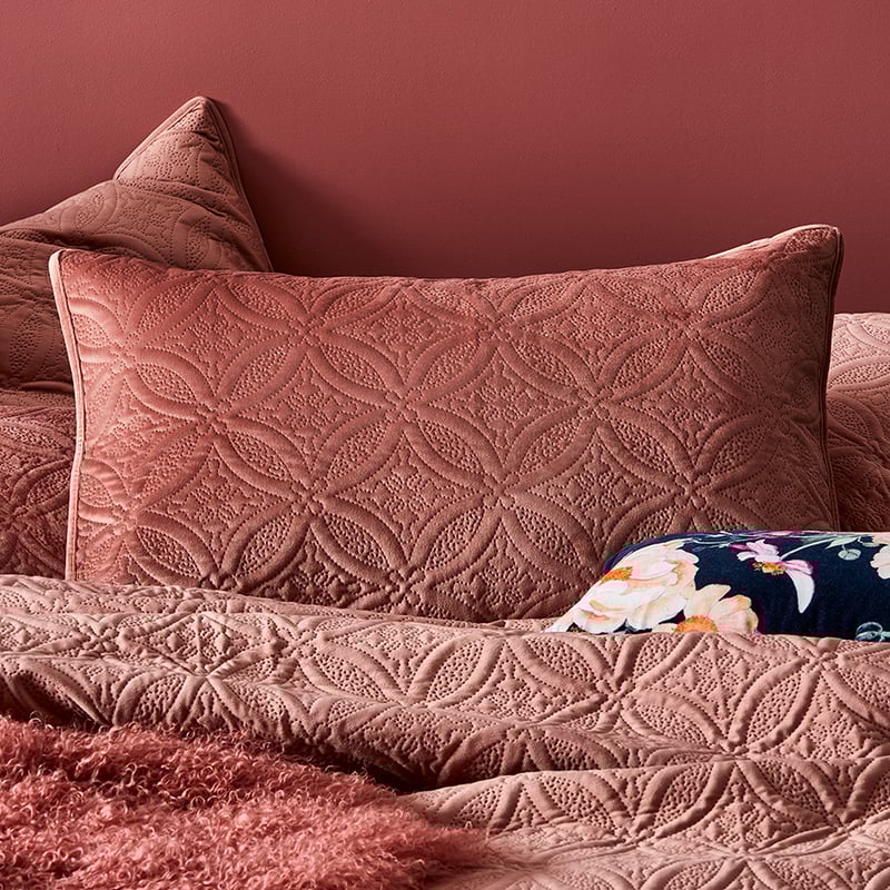 Winnie Quilted Velvet Vintage Rose Quilt Cover Separates