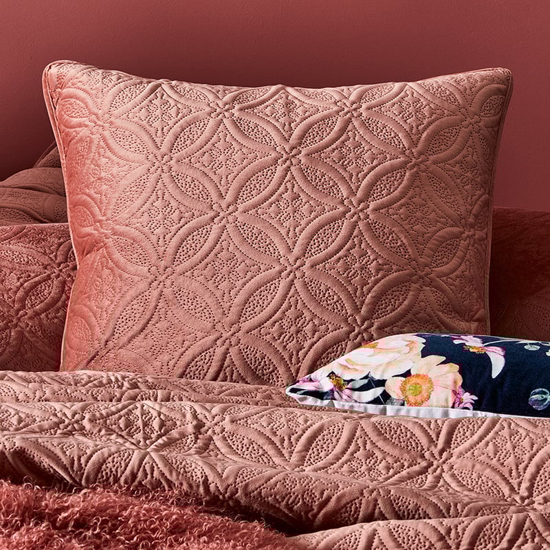 Winnie Quilted Velvet Vintage Rose Quilt Cover Separates