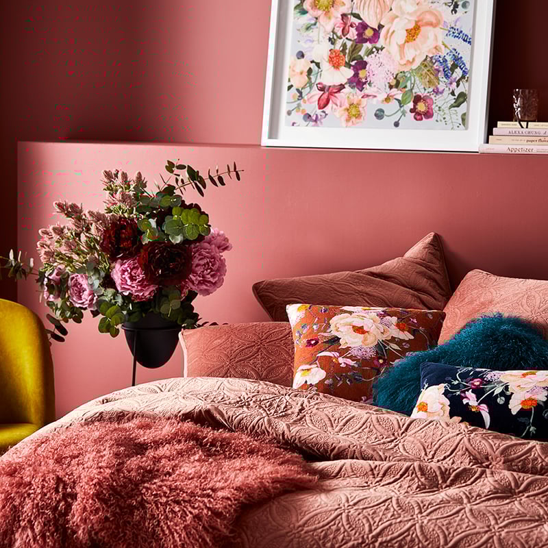 Winnie Quilted Velvet Vintage Rose Quilt Cover Separates
