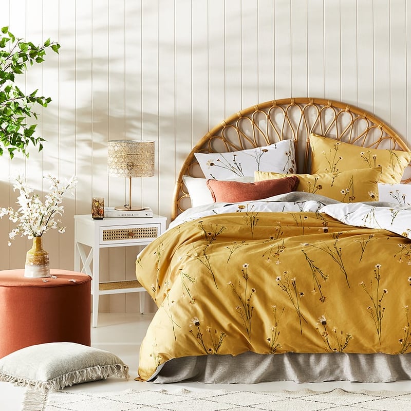 Whisper Printed Mustard Quilt Cover Set + Separates