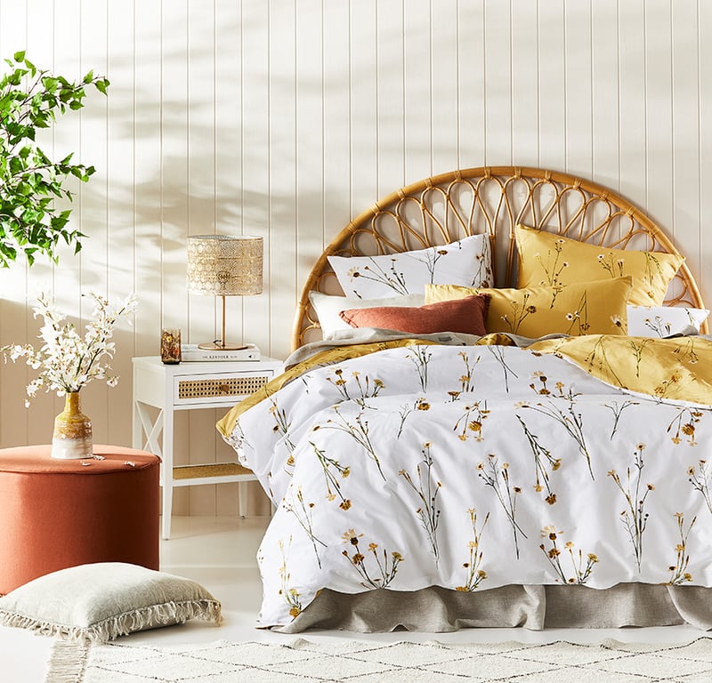 Whisper Printed Mustard Quilt Cover Set + Separates