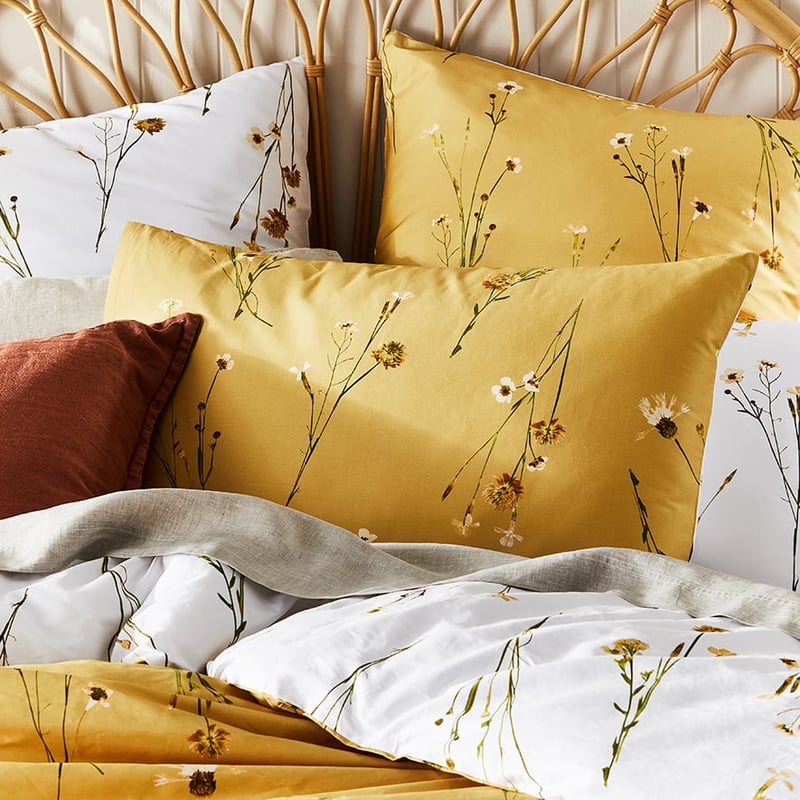 Whisper Printed Mustard Quilt Cover Set + Separates