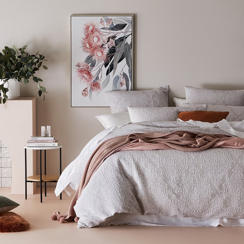 Adeline Jacquard Silver Quilt Cover Set Separates