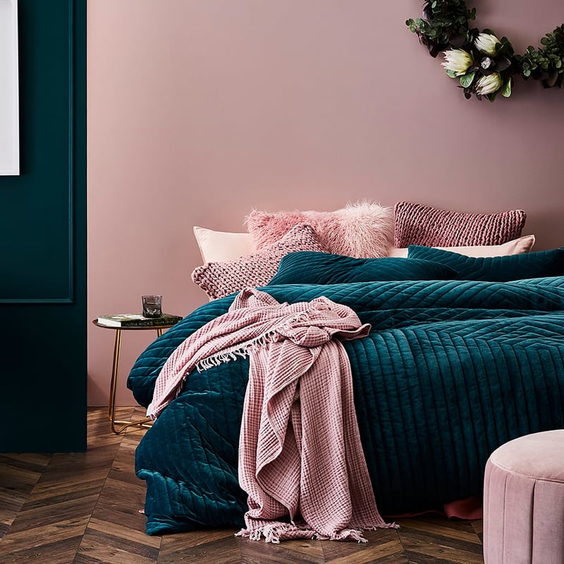 Rebecca Judd Loves Jardin Velvet Teal Quilted Quilt Cover Separates