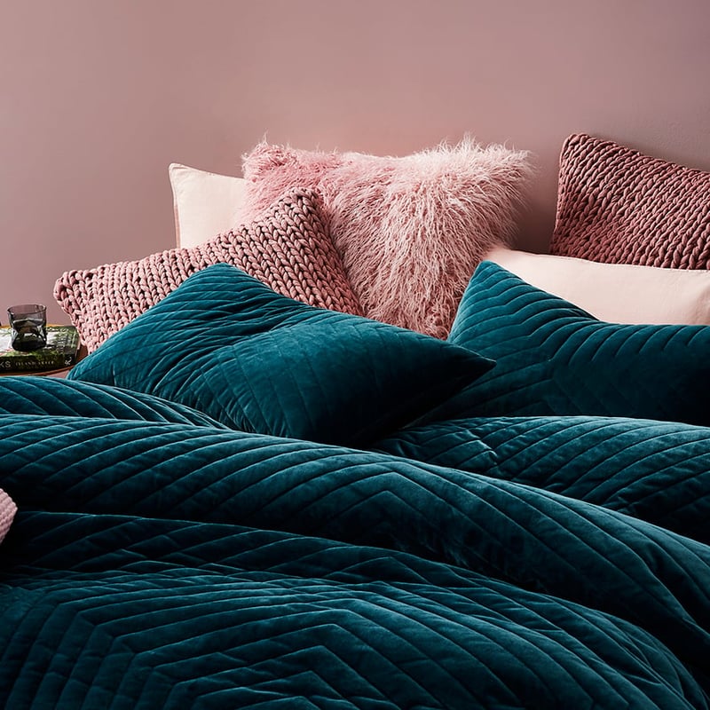 Rebecca Judd Loves Jardin Velvet Teal Quilted Quilt Cover Separates