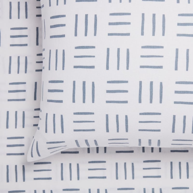 Printed Dusty Blue Geo Flannelette Sheet Set