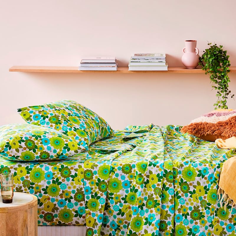 Printed April Floral Green Sheet Set