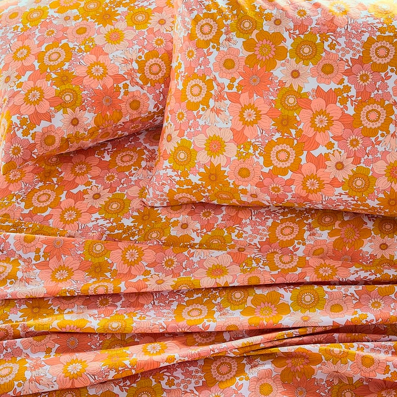 Printed Cynthia Floral Golden Sheet Set