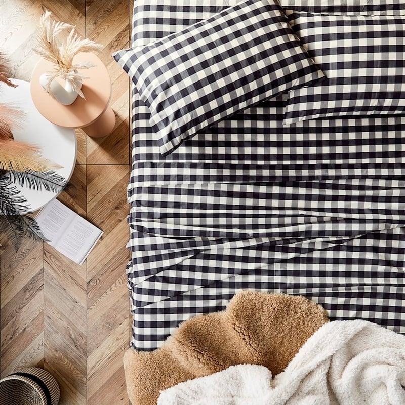 Printed Charcoal Gingham Sheet Set