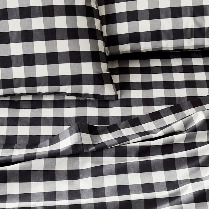 Printed Charcoal Gingham Sheet Set