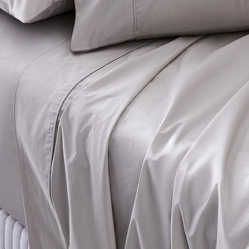 Fresh Cotton Percale Cloud Grey Sheet Set