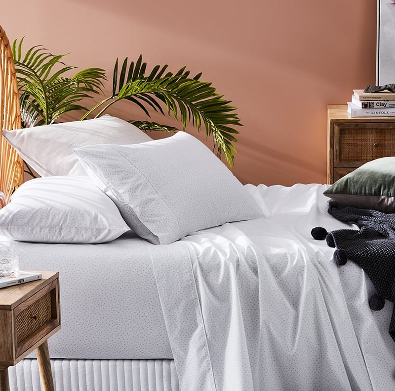 Fresh Cotton Percale Fleck Grey Sheet Separates