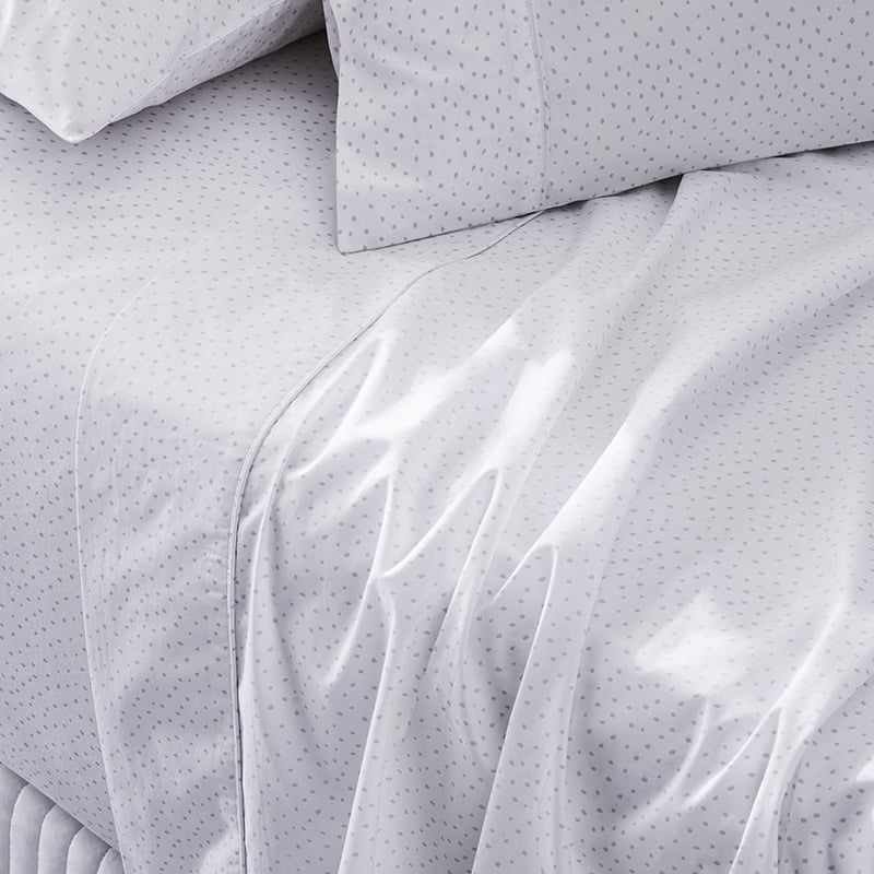 Fresh Cotton Percale Fleck Grey Sheet Separates