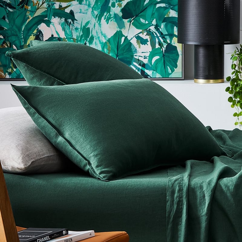 Vintage Washed Linen Sheet Separates in Ivy