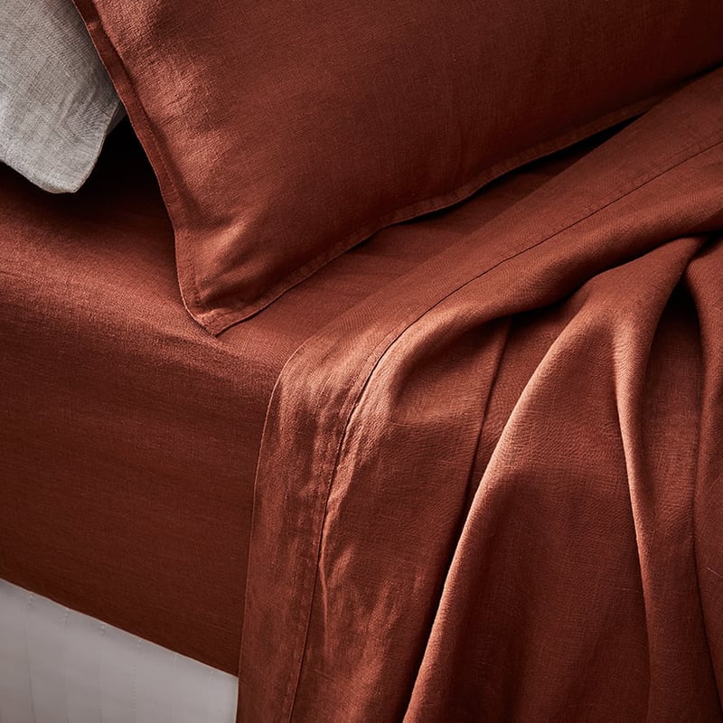 Vintage Washed Linen Sheet Separates in Sahara