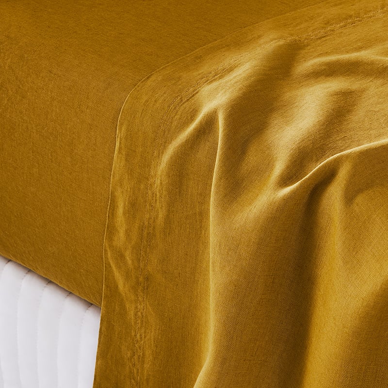 Vintage Washed Linen Sheet Separates in Spice