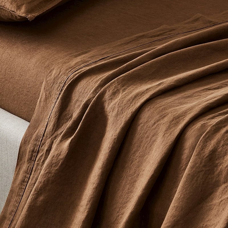Vintage Washed Linen Tobacco Sheet Separates