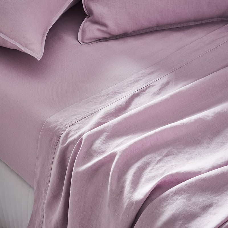 Vintage Washed Linen Sheet Separates in Violet