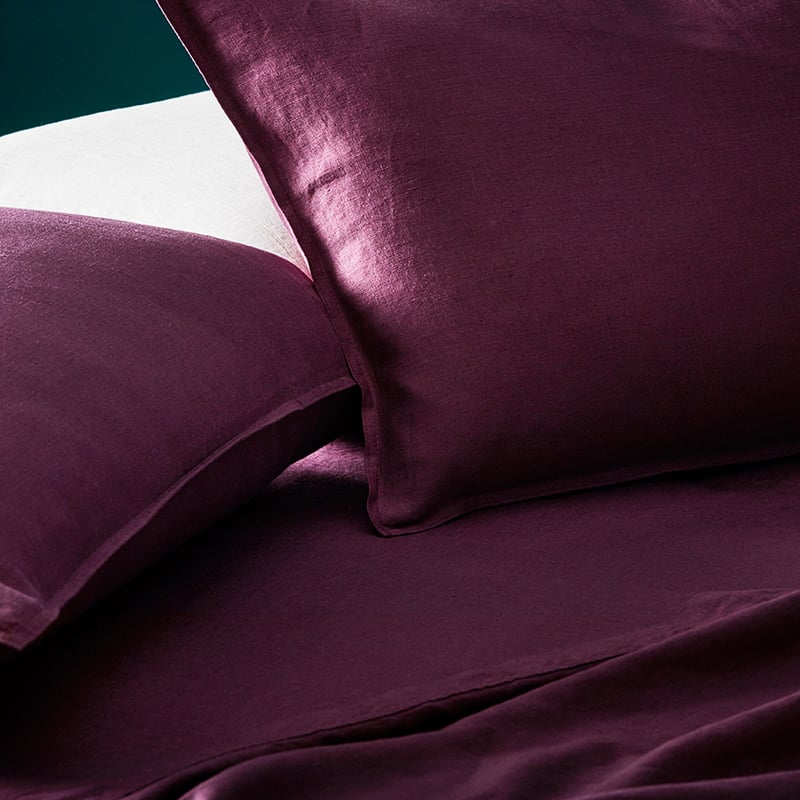 Vintage Washed Linen Sheet Separates in Wine